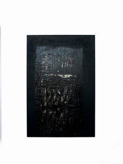 Denis Ymeri – Pintura abstracta contemporánea a gran escala con textura, en negro