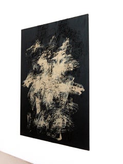 Denis Ymeri – Large-Scale Contemporary Abstract Textured Painting Black