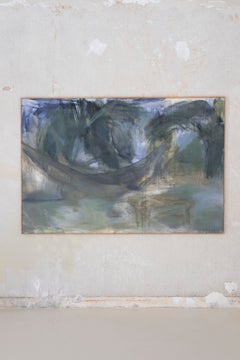 Federica Furbelli Large Abstract Landscape Painting Blue Green Contemporary