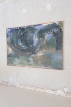 Federica Furbelli Large Abstract Landscape Painting Blue Green Contemporary