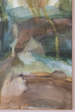 Federica Furbelli – Abstrakte Landschaftsmalerei – Grün, Beige – Zeitgenössisch – Gestisch
