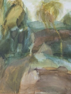 Federica Furbelli – Abstrakte Landschaftsmalerei – Grün, Beige – Zeitgenössisch – Gestisch