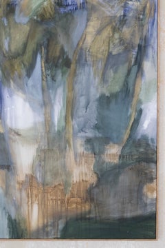 Federica Furbelli Large Abstract Landscape Painting Blue Green Contemporary