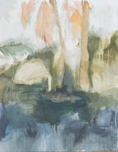 Federica Furbelli Abstract Landscape Painting Blue Green Ochre Contemporary