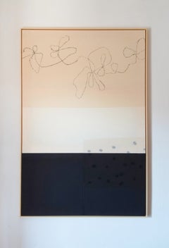Blanca Nieto Contemporary Minimalist Abstract Painting in Black, White and Beige