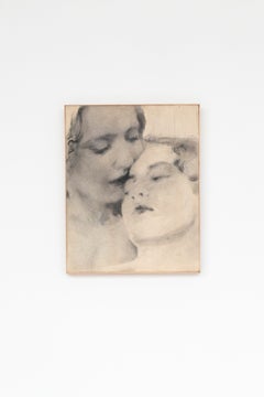 Pittura figurativa contemporanea di ritratti intimi in tonalità neutre, Alba Fabre