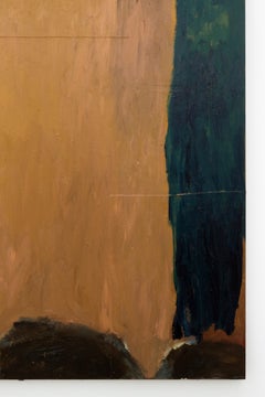 Emma Labattaglia: grande quadro astratto contemporaneo nei toni dell’ocra, del marrone e del verde intenso