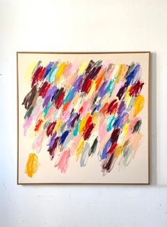Cuadro abstracto cuadrado grande de Christina Gschwantner, con pinceladas multicolores