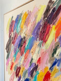 Cuadro abstracto cuadrado grande de Christina Gschwantner, con pinceladas multicolores