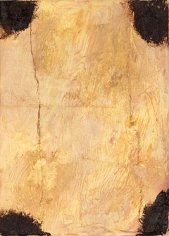 Emma Labattaglia Ochre and Black Textured Abstract Oil Painting