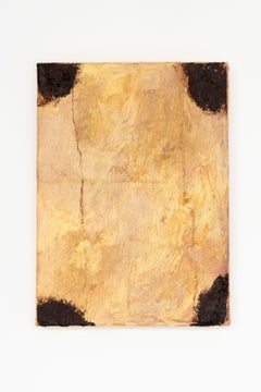 Emma Labattaglia Ochre and Black Textured Abstract Oil Painting