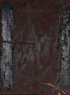 Emma Labattaglia Contemporary Textured Abstract Painting in Dark Brown, Black