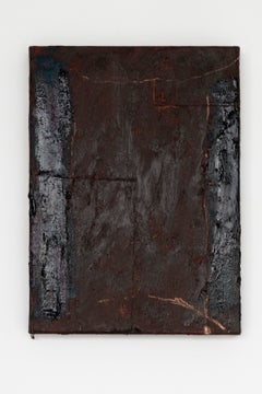 Emma Labattaglia Contemporary Textured Abstract Painting in Dark Brown, Black