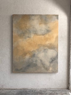 Teté Alurralde Large Beige, Ochre and Green Abstract Painting