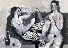 Conversation – Figurative Acrylic Painting, 70 × 100 cm, 2025