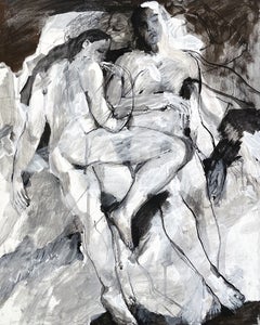 Small Lovers – Figurative Acrylic Painting, 50 × 40 cm, 2025