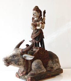  Shiva Standing On The Bull Nandi Wood Sculpture