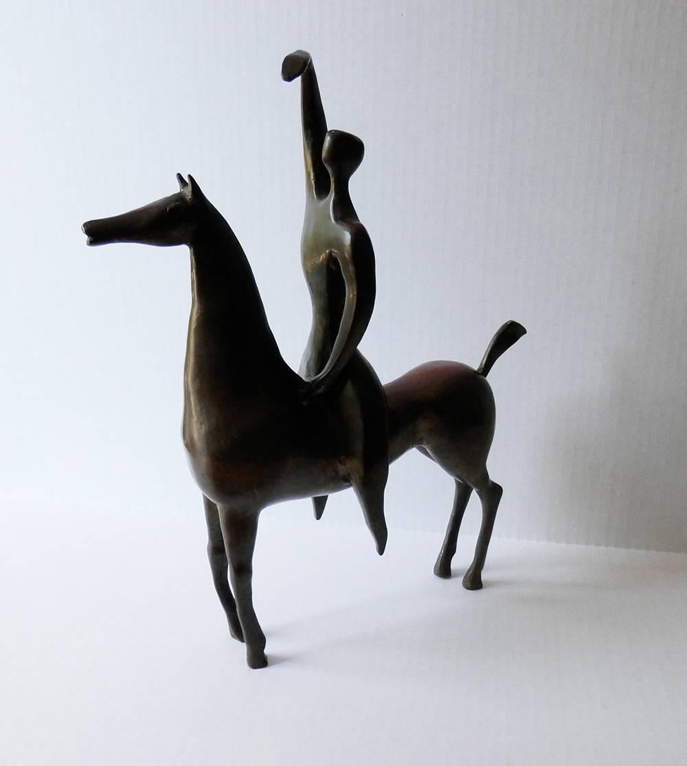Elena Surdu Stanescu Figurative Sculpture - Man on the Horse.