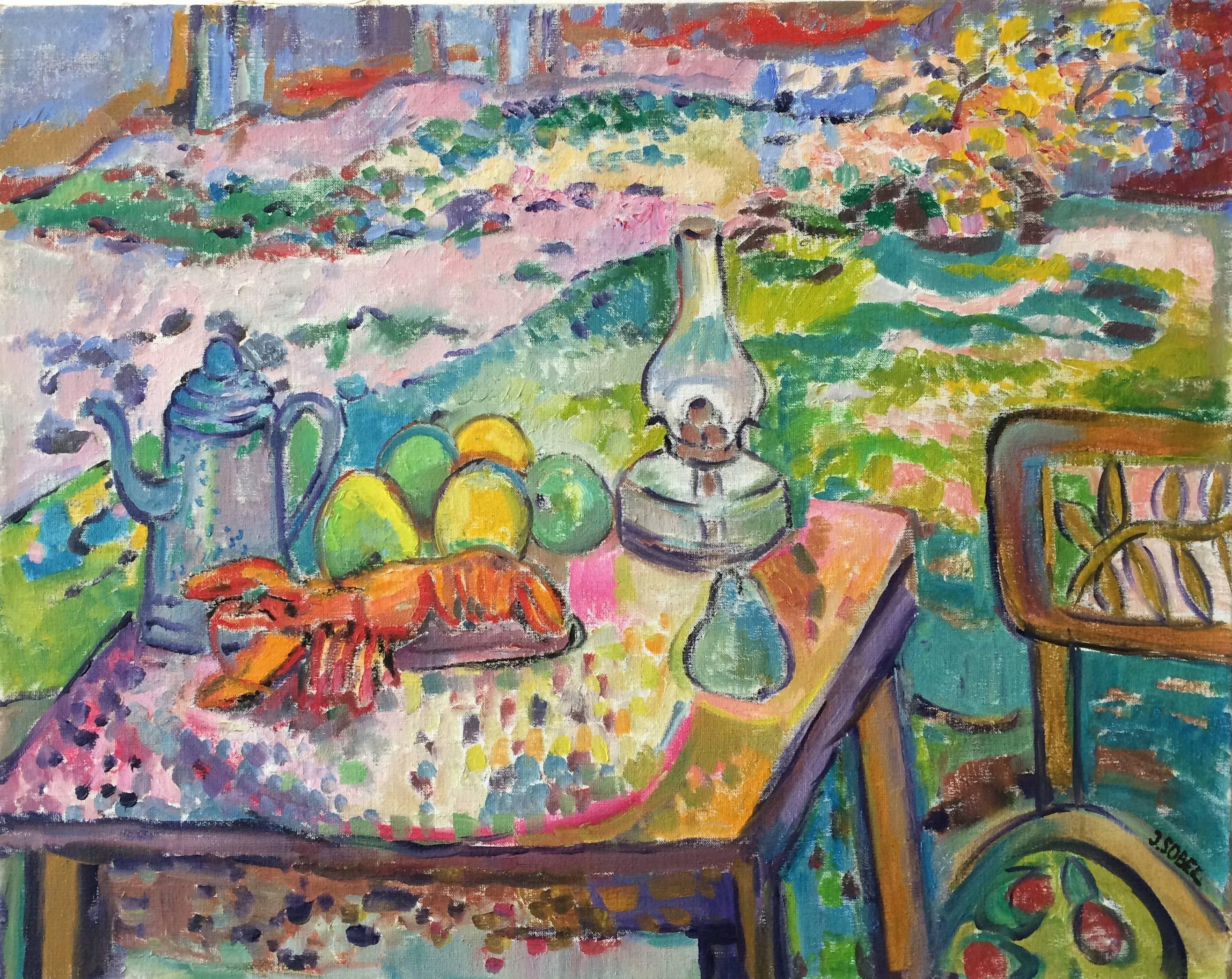  Fruit and Lobster Still Life  - Painting by Jehudith Sobel