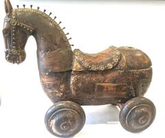 Antique Wooden Horse on Wheels