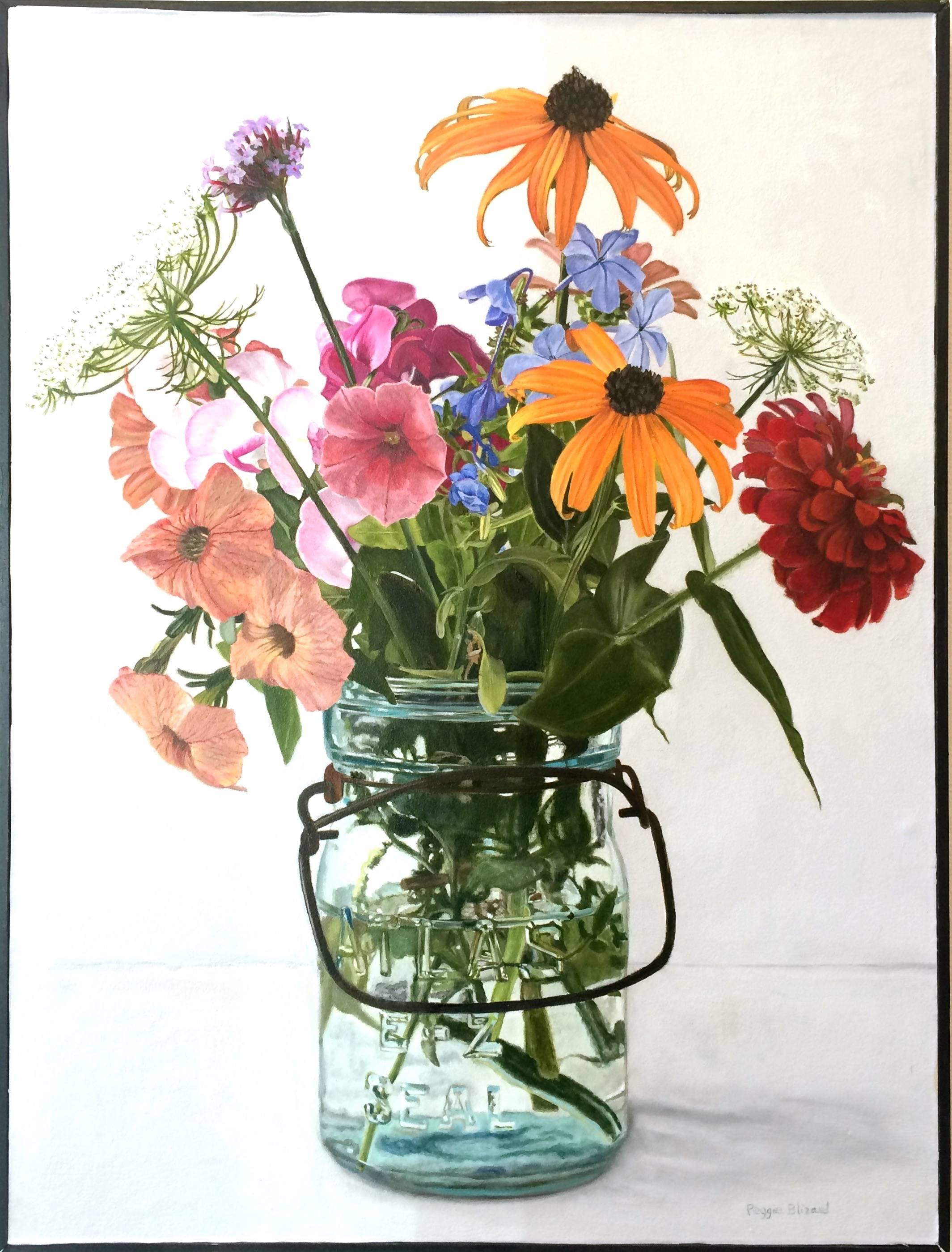 Peggie Blizard Still-Life Painting - "Mixed Flowers"