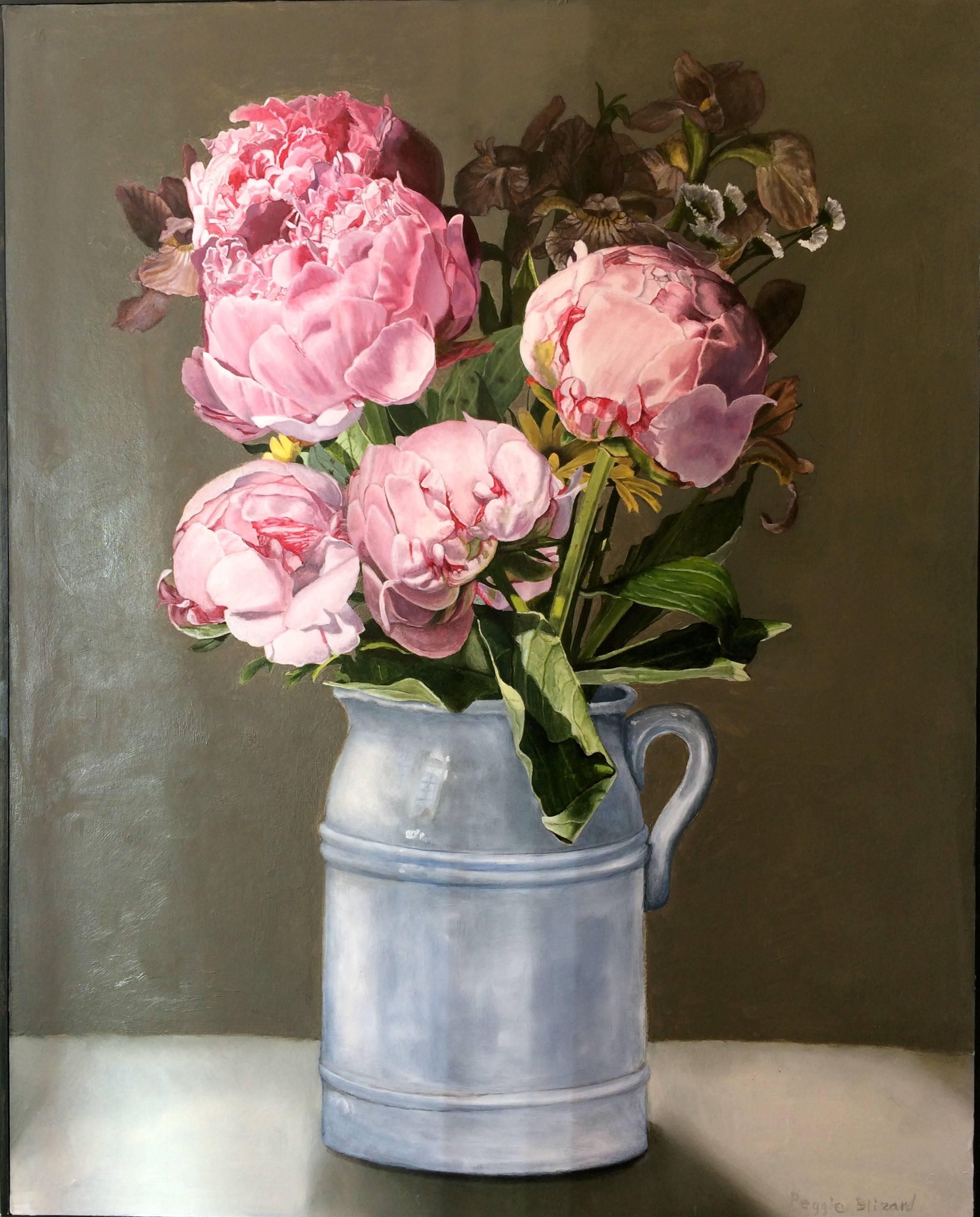 Peggie Blizard Still-Life Painting - Pink Peonies