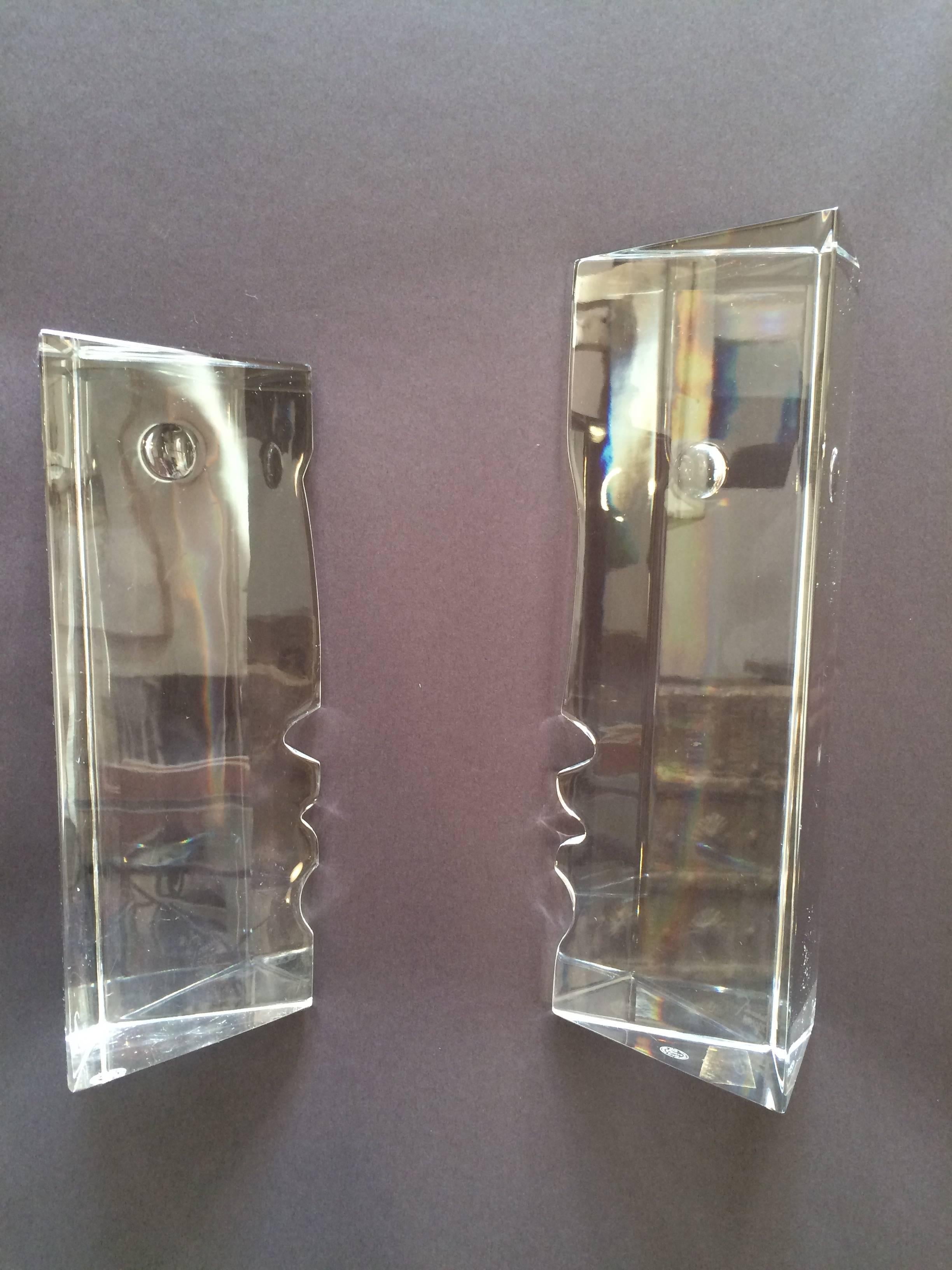 Robert Rigot Figurative Sculpture - Pair of Baccarat Face Sculptures
