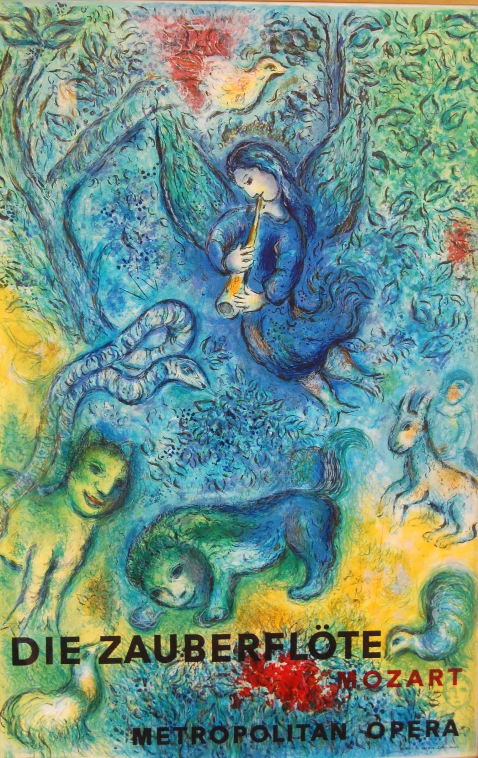 Marc Chagall Figurative Print - "The Magic Flute" Poster
