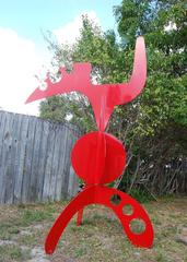 "Planet X"  Large Red Metal Sculpture
