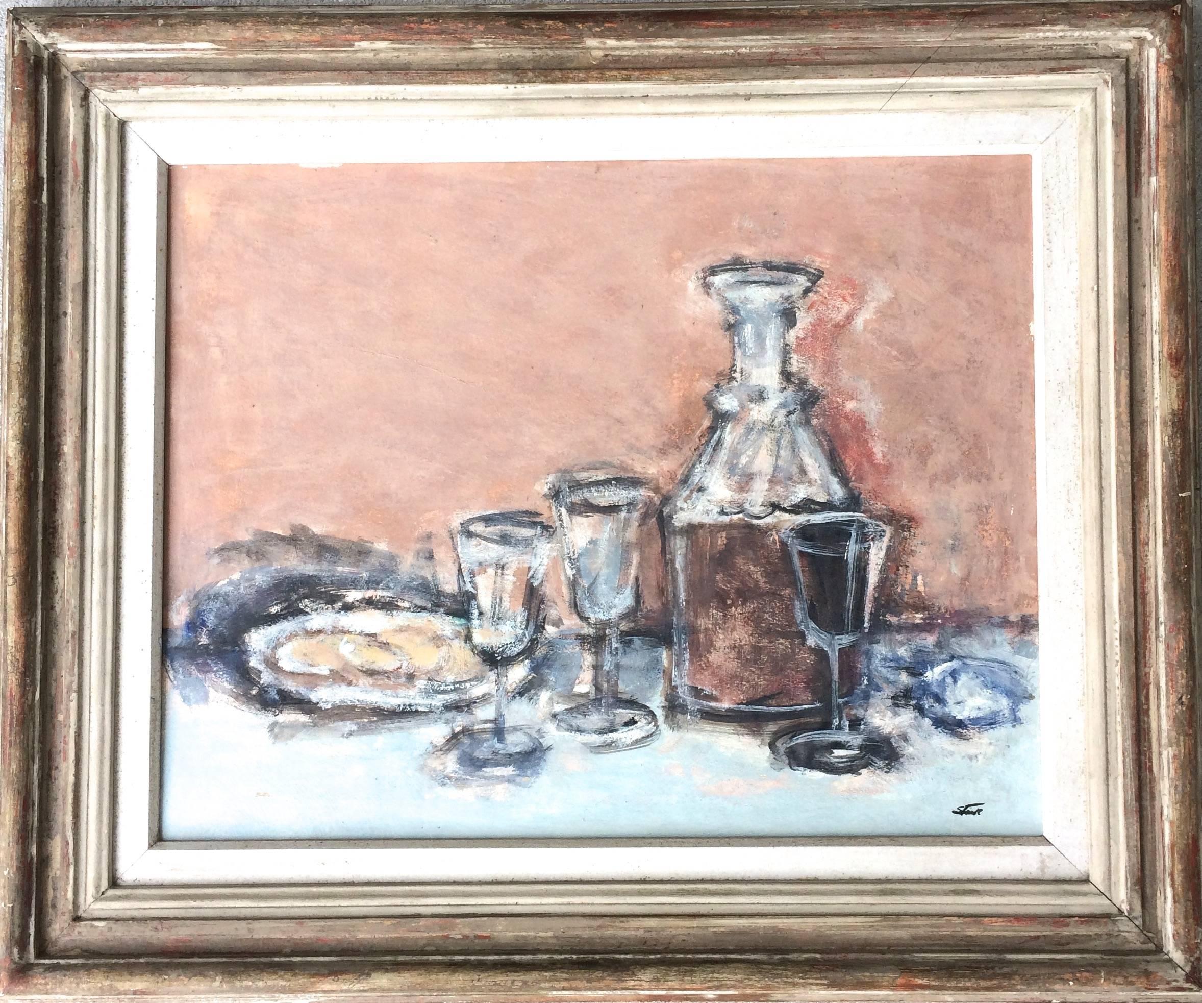 Jack Gage Stark Still-Life Painting - Sherry and Biscuit  