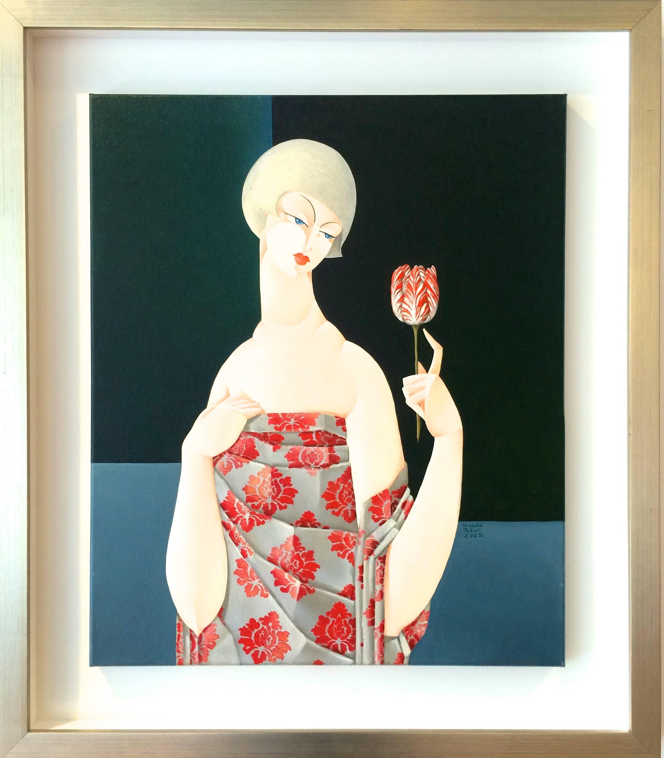 Urszula Tekieli Figurative Painting - LXIX- Woman With Flower