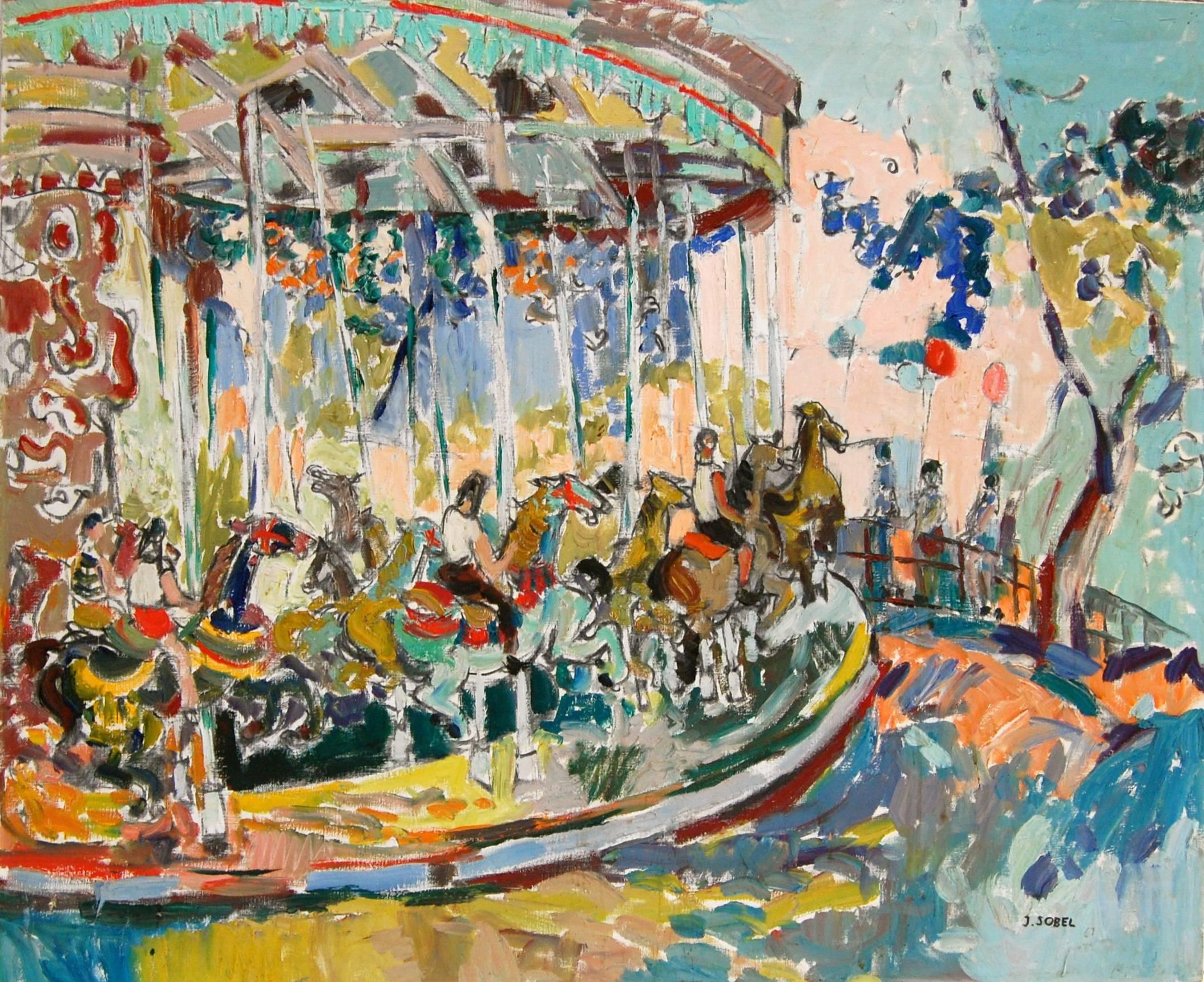 Jehudith Sobel Landscape Painting - Carousel