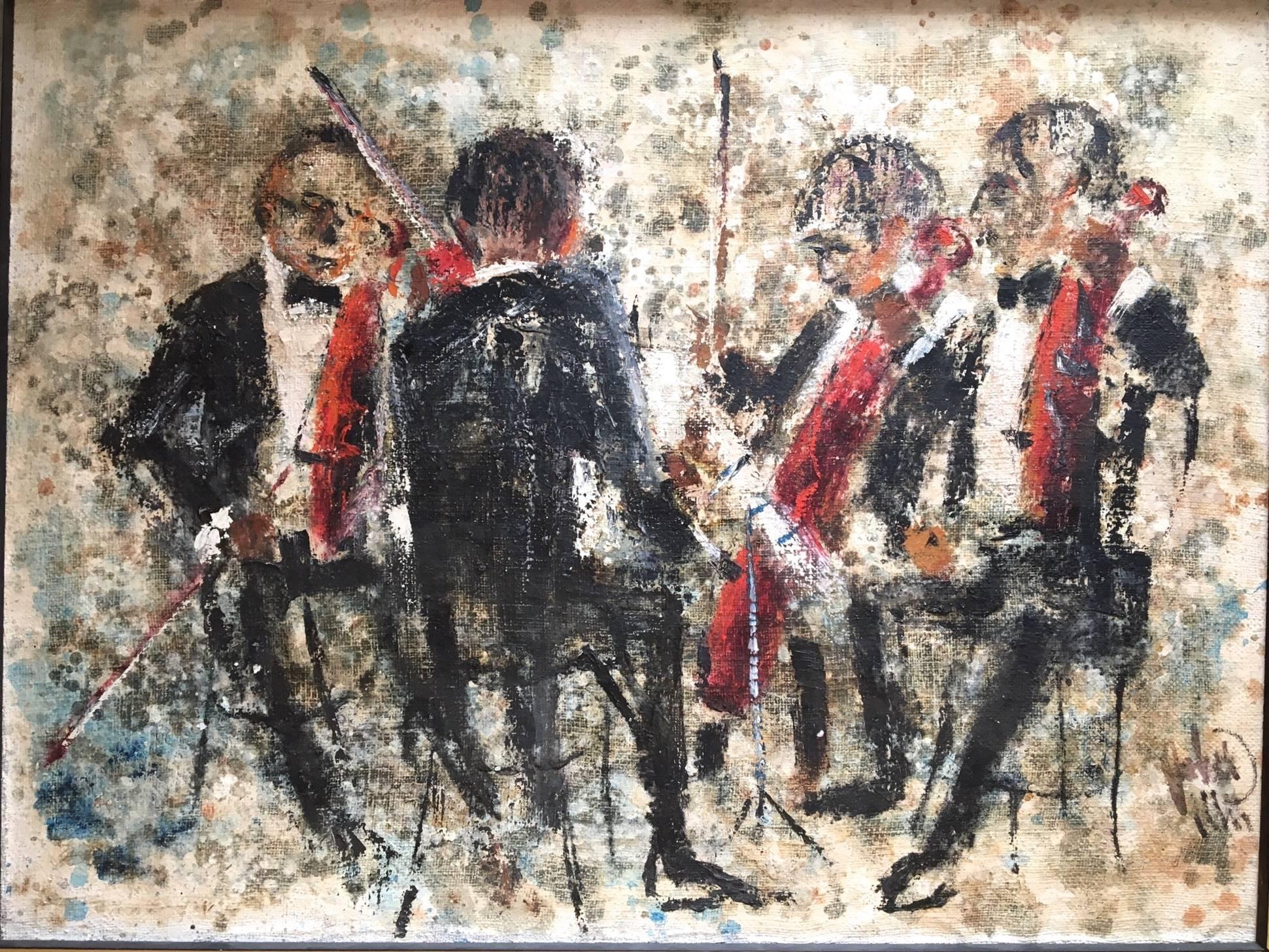 Unknown Figurative Painting - Group of Musicians Playing Violin
