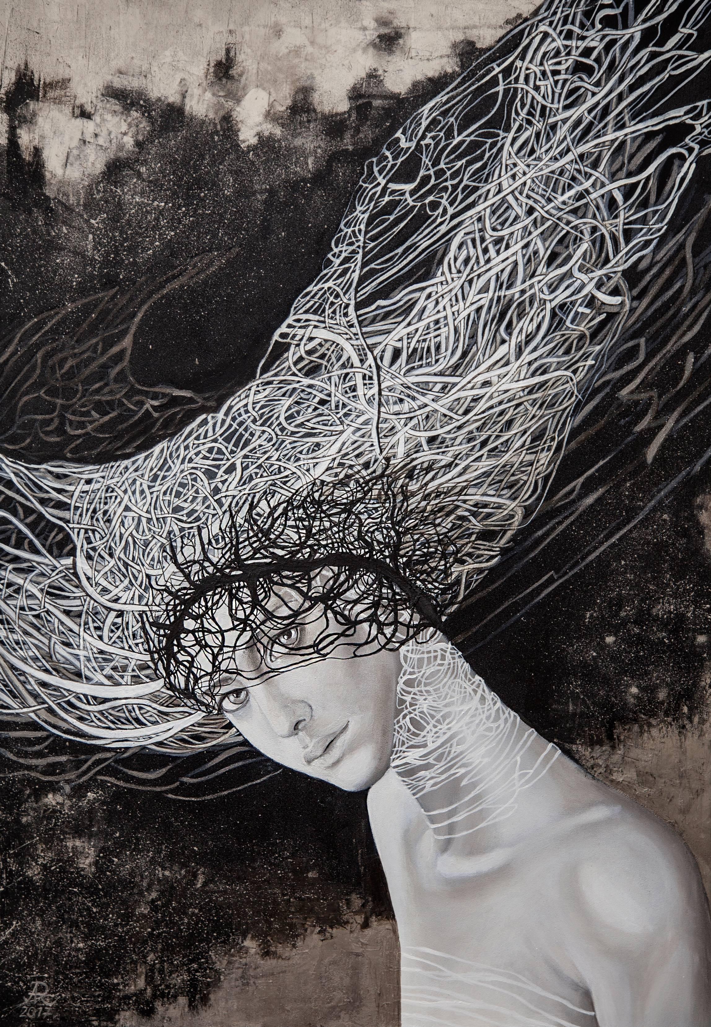 Anna Raczka Figurative Painting – Arachne-Spinne