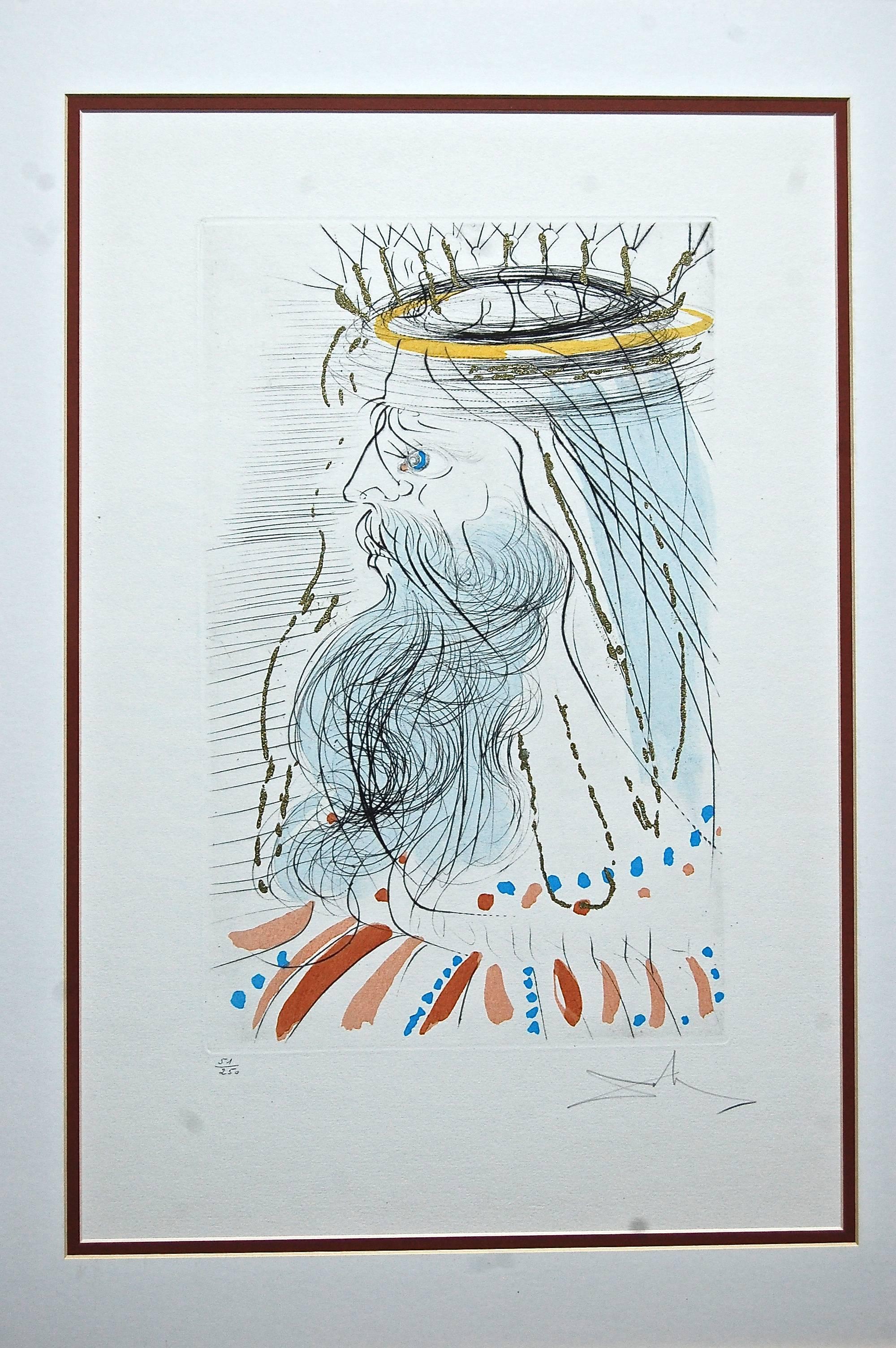 Salvador Dalí Figurative Print -  Song of Song of King Solomon Etching with Gold Dust