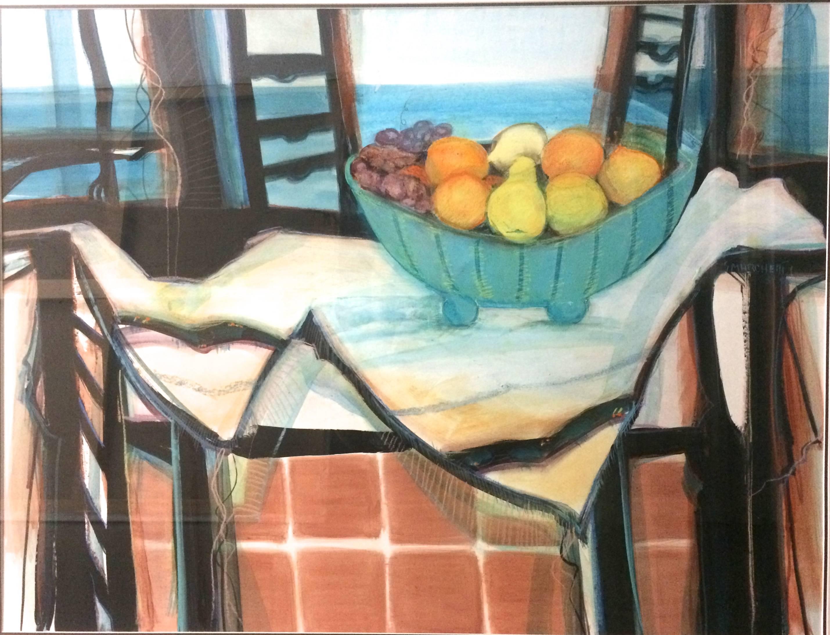 Still Life with Fruit Bowl - Mixed Media Art by Sandra Marchetti