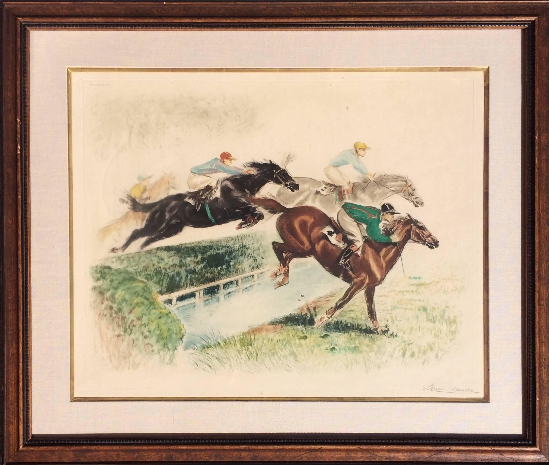 Louis Claude Animal Print - Equestrian Jump
