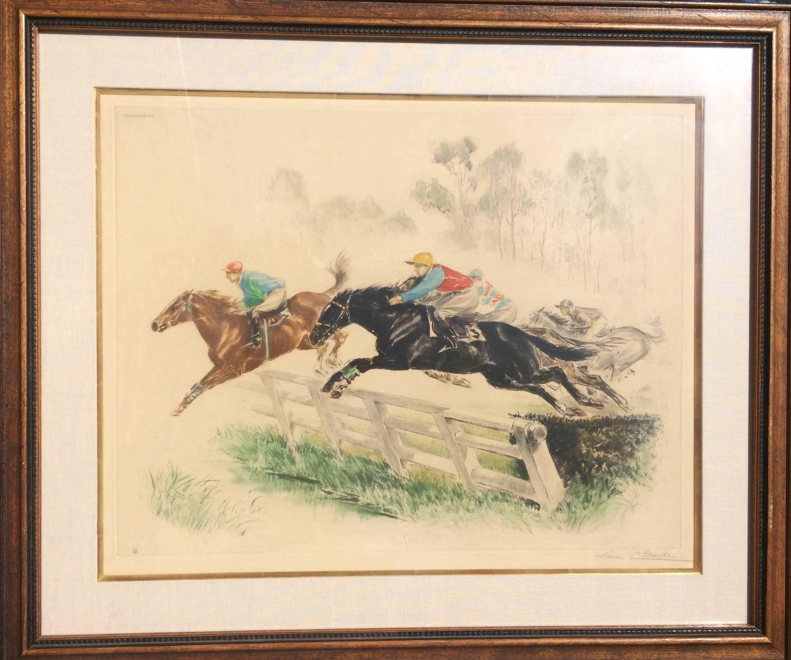Louis Claude Animal Print - Equestrian Jump
