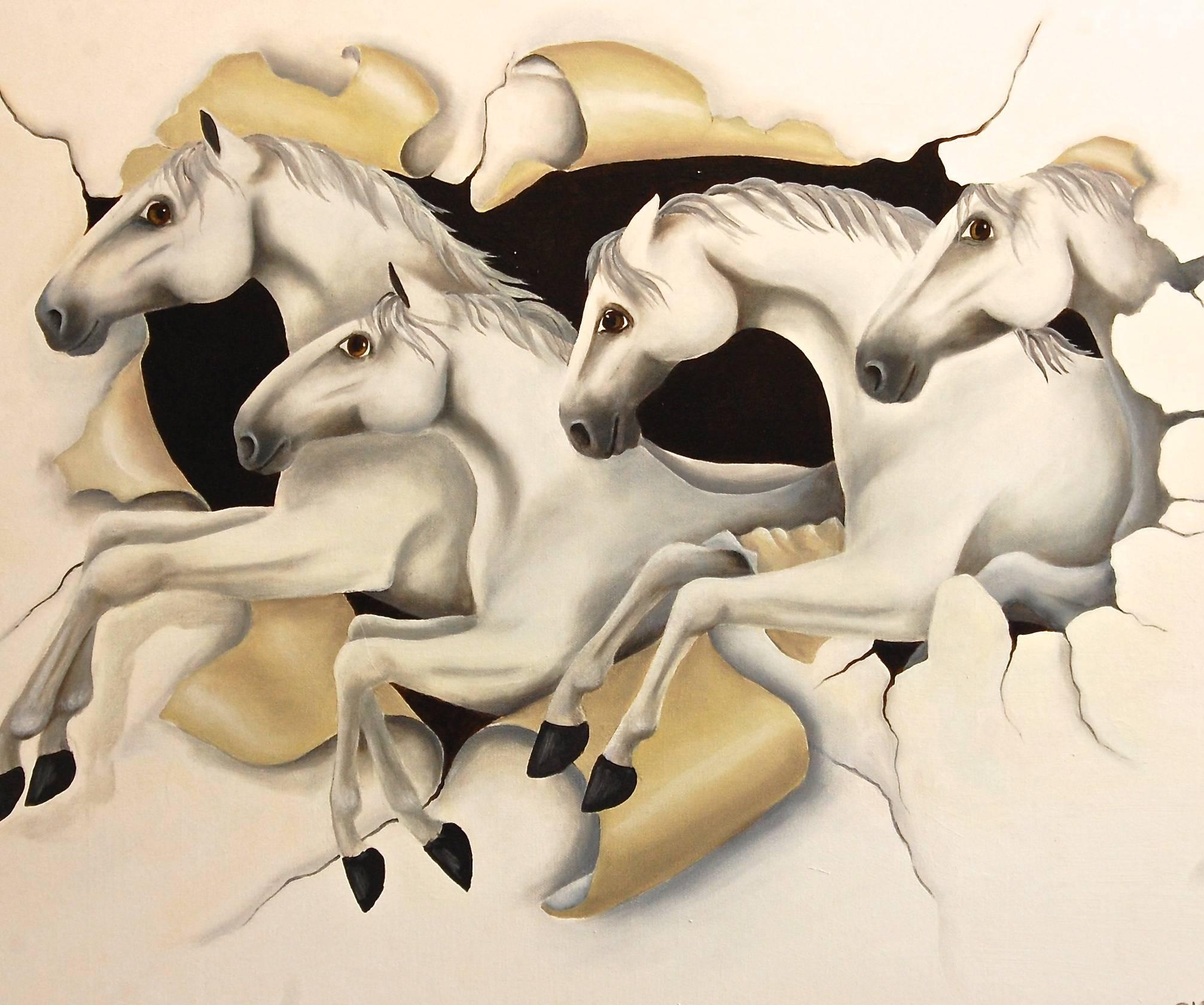 Gisela Pferdekamper Figurative Painting - Through The Canvas Horse Painting