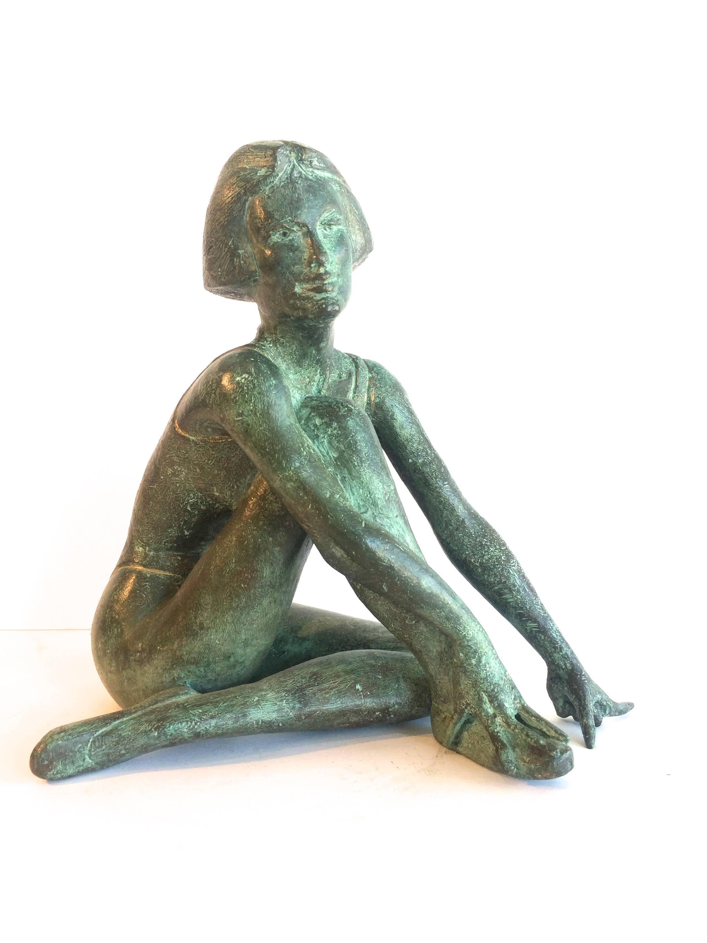 Franco De Renzis Figurative Sculpture - Ballerina Resting Bronze Sculpture