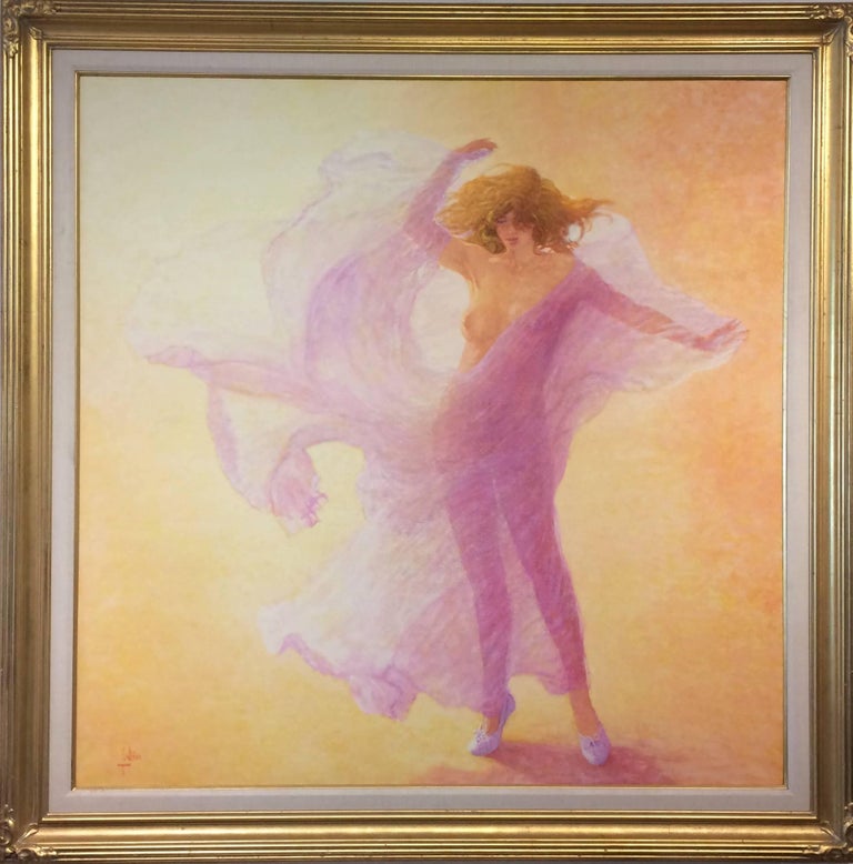 Louis Fabien - Tribute to Loie Fuller Semi Nude Large Oil On Canvas For
