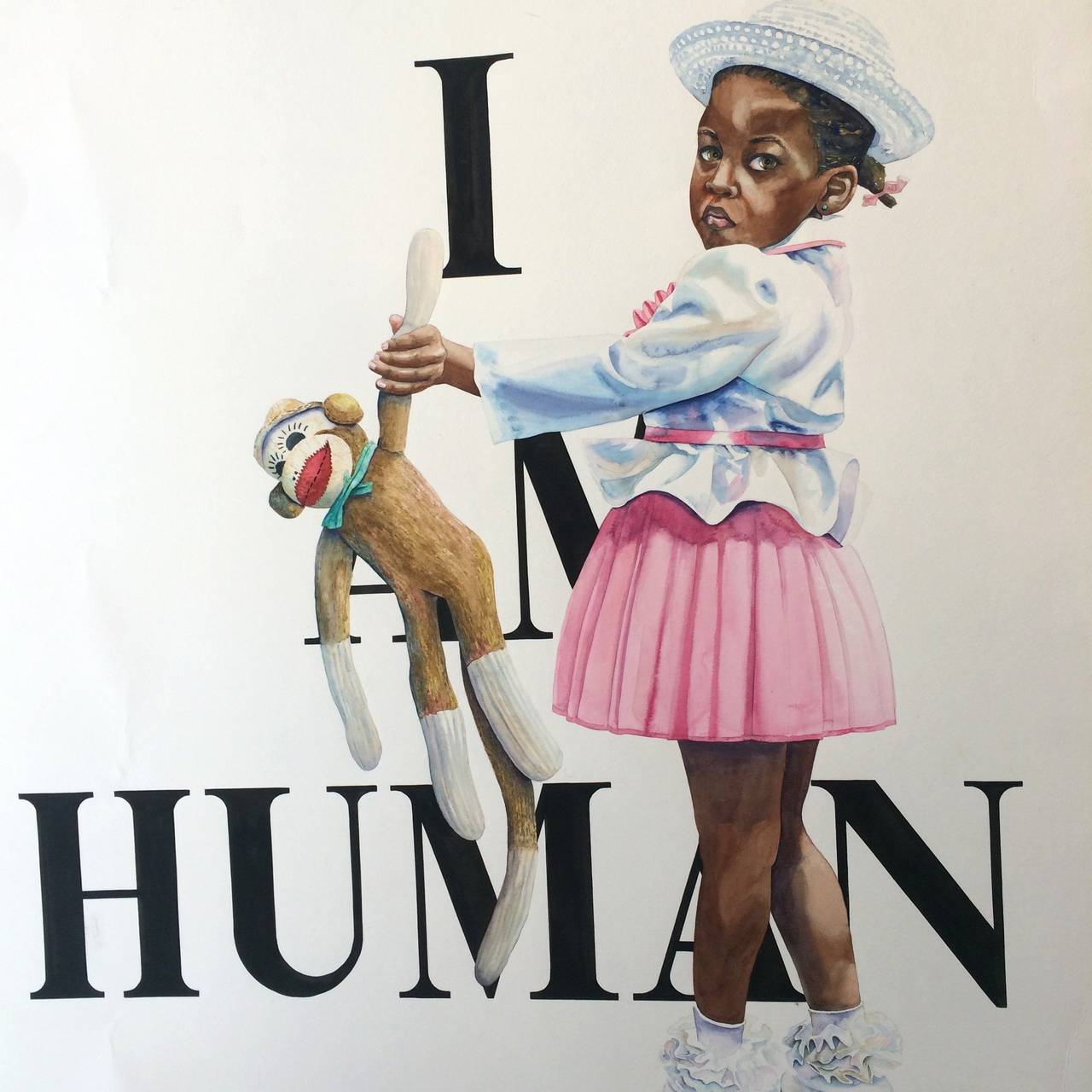 Ich bin ein Mensch Aquarell auf Papier – Painting von Keith Carrington