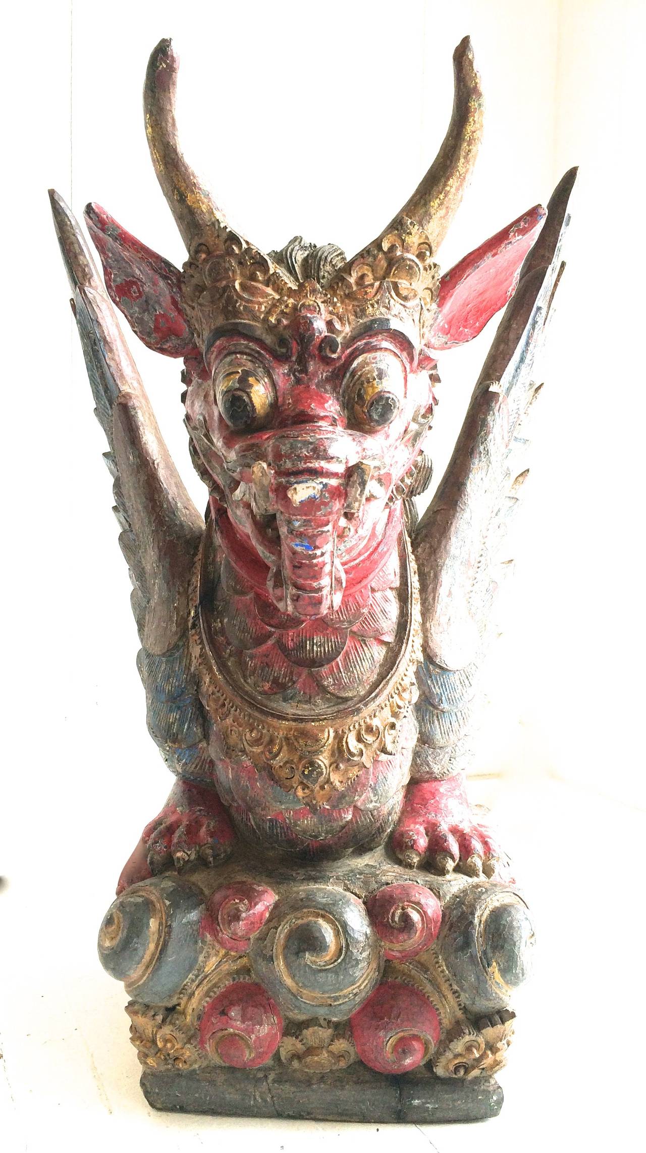 Winged Dragon Temple Offering Statue Bali - Sculpture by Unknown