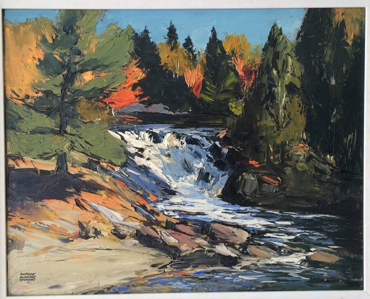 Landscape with waterfall - Painting by Murray McCheyne Stewart