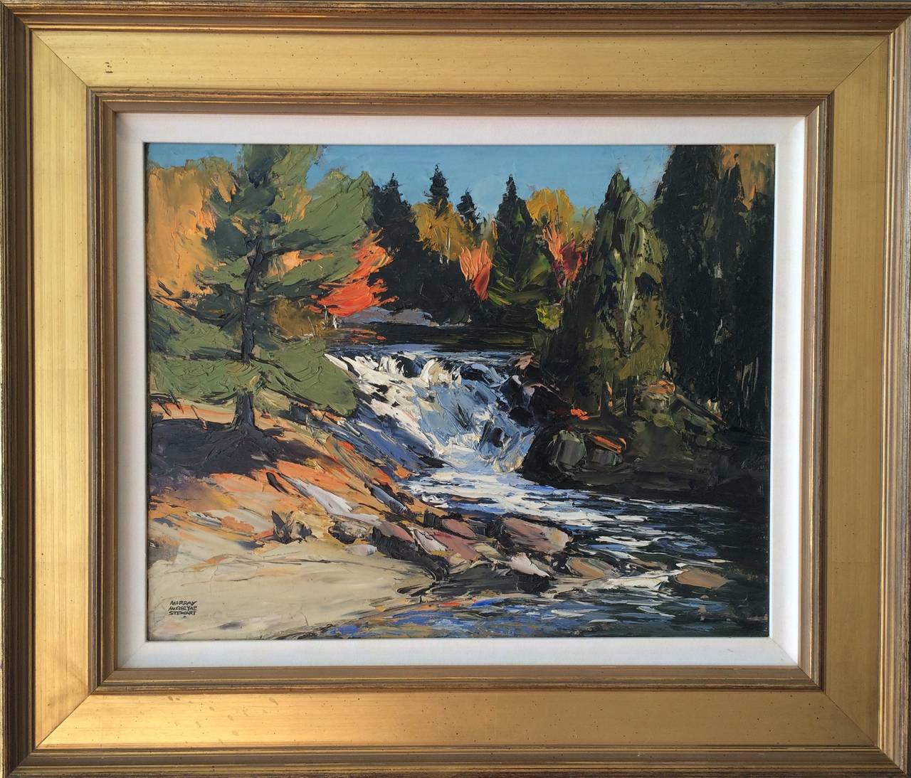Murray McCheyne Stewart Landscape Painting - Landscape with waterfall