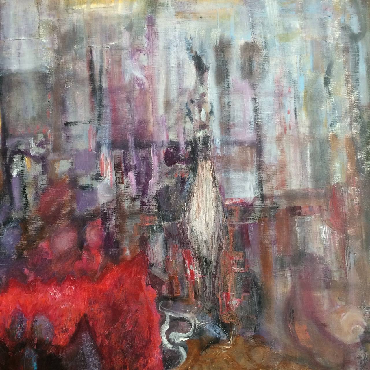 Tavola imbandita Natura morta astratta con uva candita.
Jacqueline Crofton è nata a Londra da origini russe e rumene. A 13 anni ottiene una borsa di studio alla Harrow School of Art dove studia disegno anatomico e belle arti.  
Nel 1986 Jacqueline