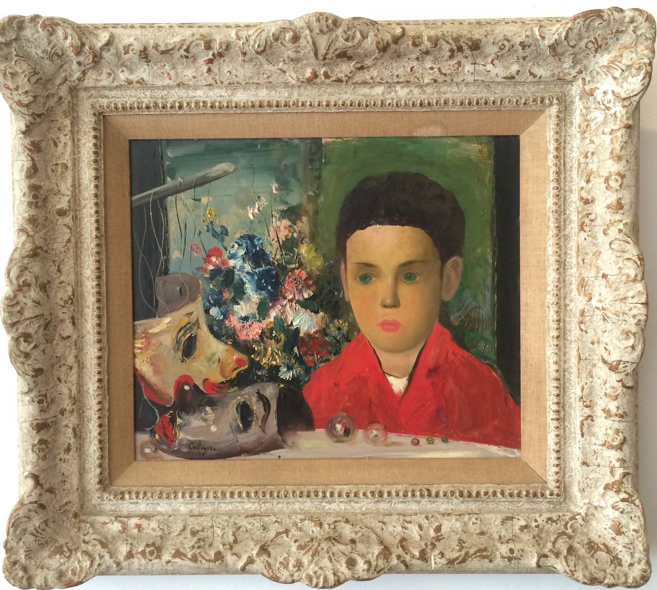 Jean Calogero Portrait Painting - Portrait of Tracy Boy in Red Shirt
