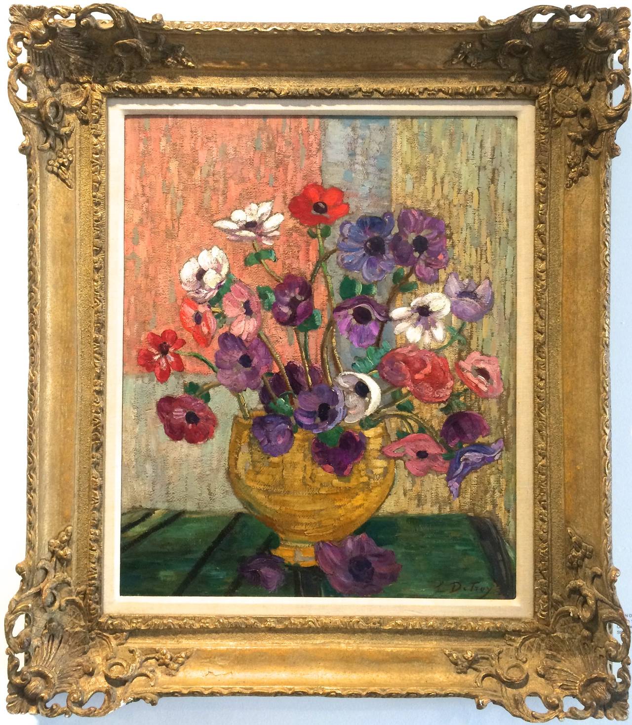 Leon Detroy Still-Life Painting - Anemone Flower Bouquet