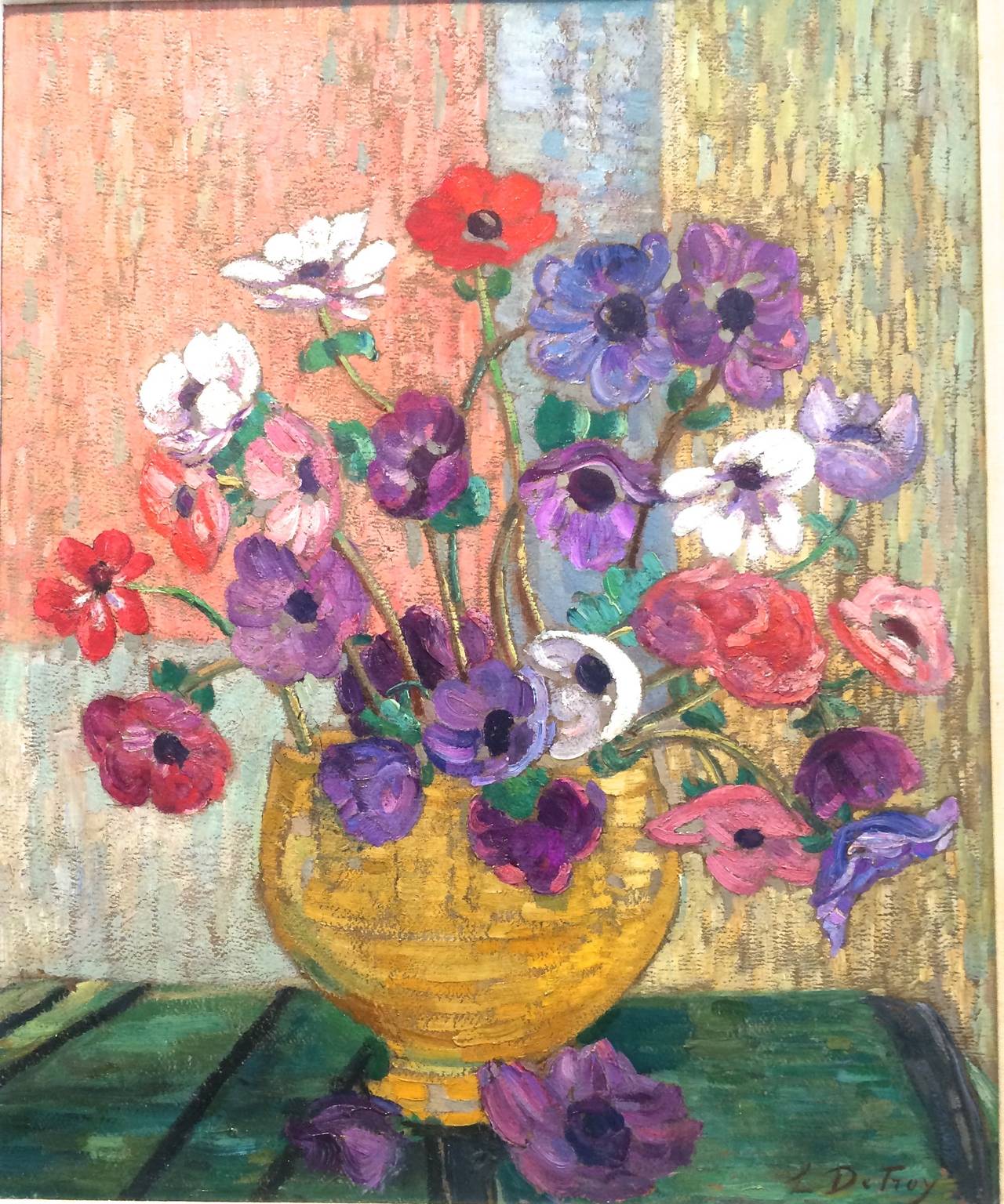 Anemone Flower Bouquet - Painting by Leon Detroy