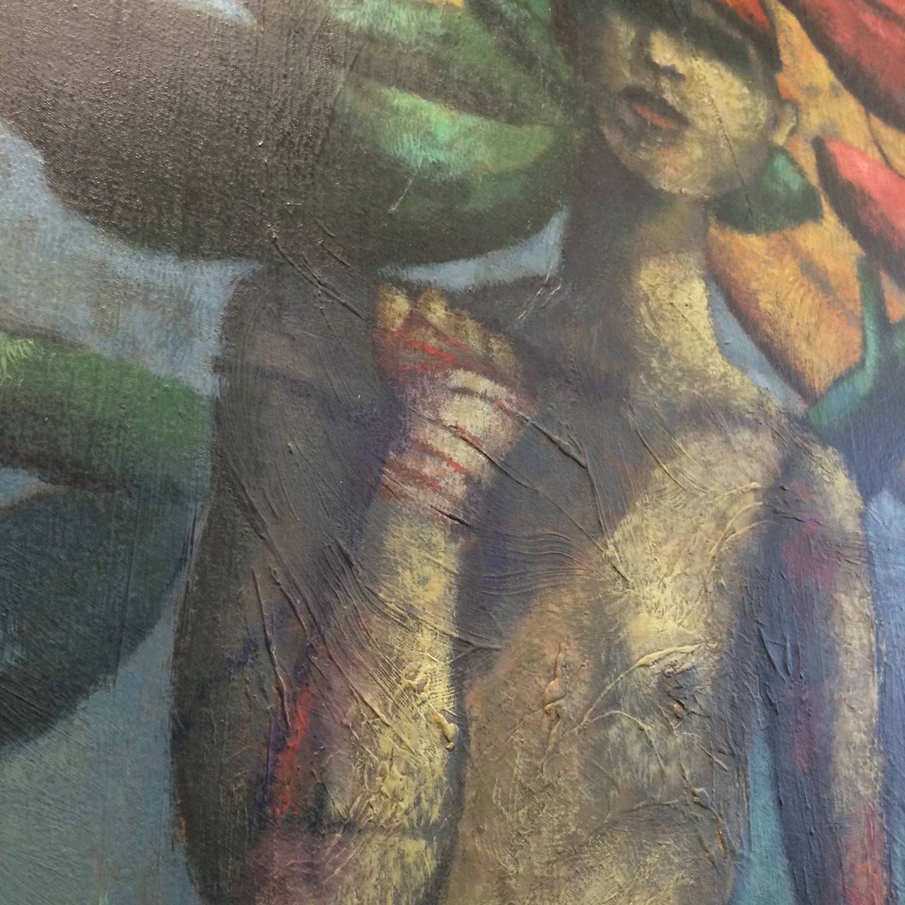 Combattenti sudamericani Olio su tela - Figurative Painting Grigio di Erwin Guillermo